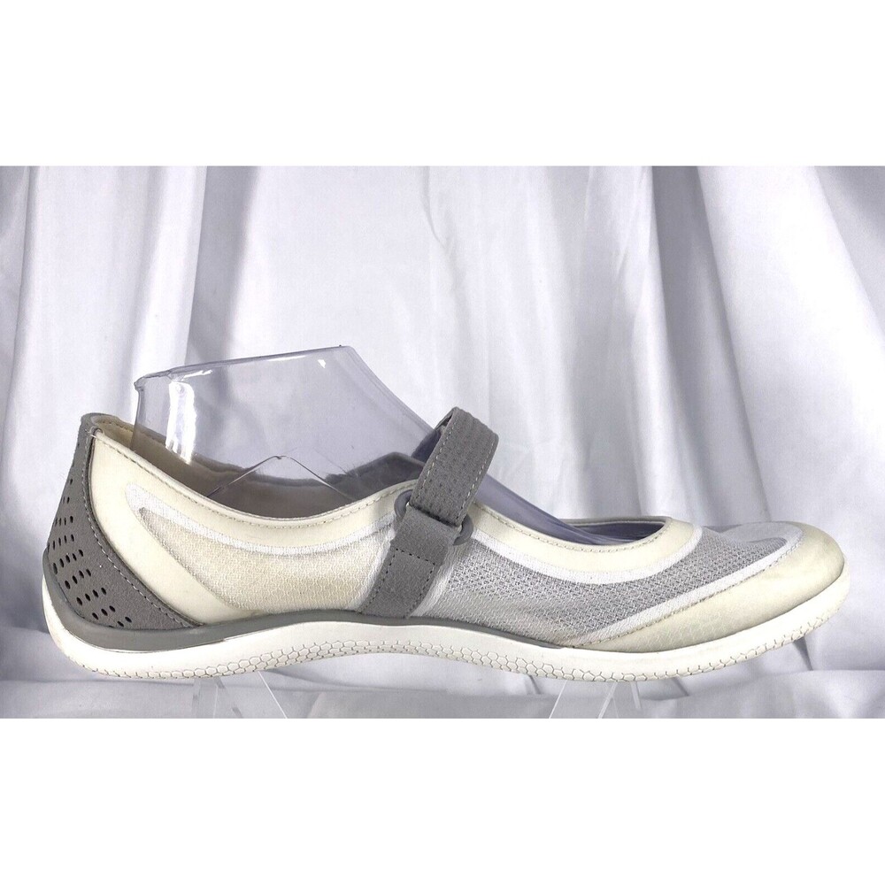 LANDS END Women's Size 11B MARY JANE SHOE White/Gray MESH FLATS SNEAKERS #481528 - Picture 4 of 10